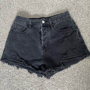 PacSun Charcoal Distressed Vintage High Rise Jean Shorts